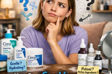 Gen Z woman trying to figure out how does CeraVe compare to The Ordinary in terms of skincare
