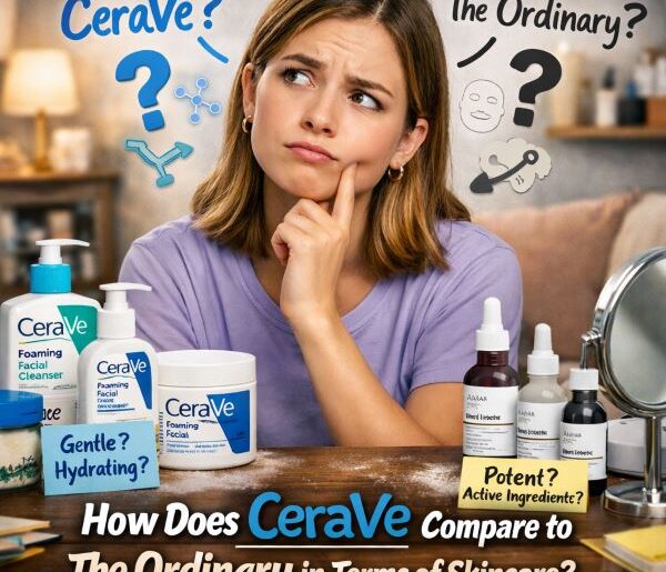 Gen Z woman trying to figure out how does CeraVe compare to The Ordinary in terms of skincare