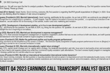 Marriott Q4 2023 Earnings Call Transcript Analyst Questions